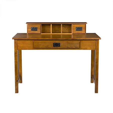 Mission Oak Table Desk with Built-in Organizer